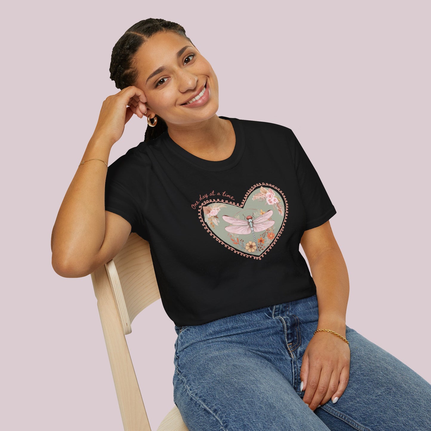 Boho Dragonfly "One day at a time" Graphic T-Shirt