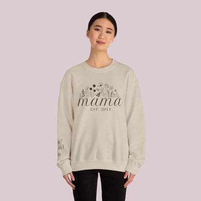 Customized MAMA Birth Flower Sweatshirt with Kids Name