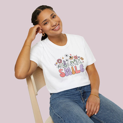 "Smile" Wildflowers Graphic T-Shirt