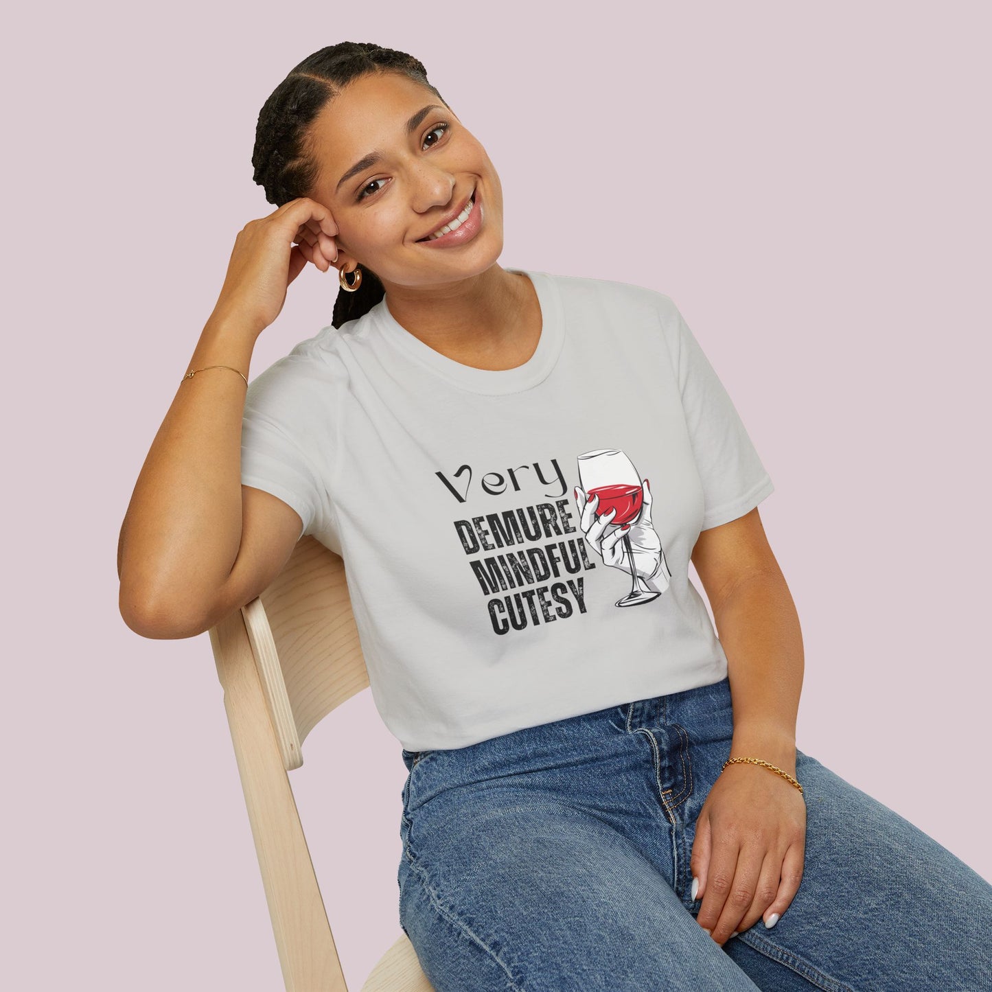 Very Demure Very Mindful Very Cutesy Wine Glass T-Shirt