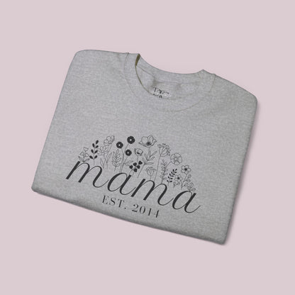 Sudadera personalizada con flores de nacimiento de mamá y nombres de niños en la manga