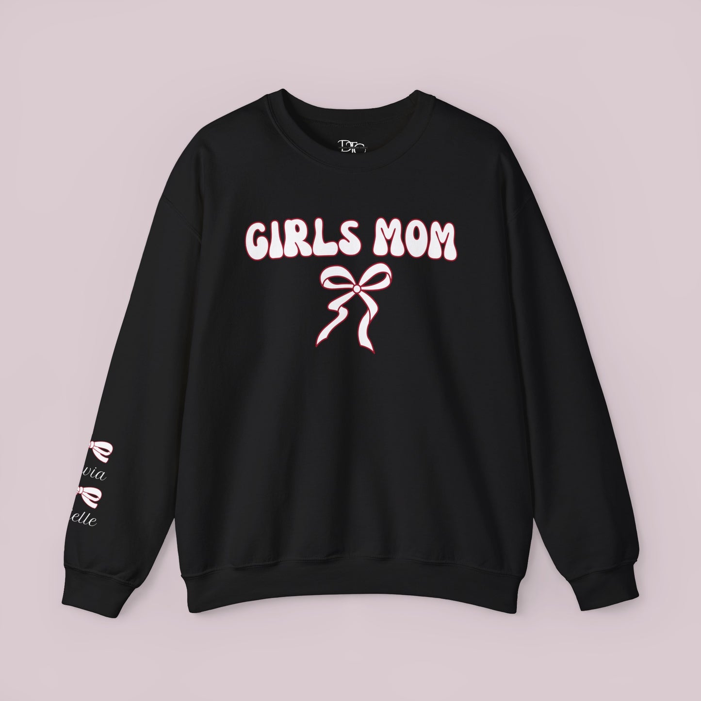 Sudadera personalizada Girls Mom con nombres de niños en la manga