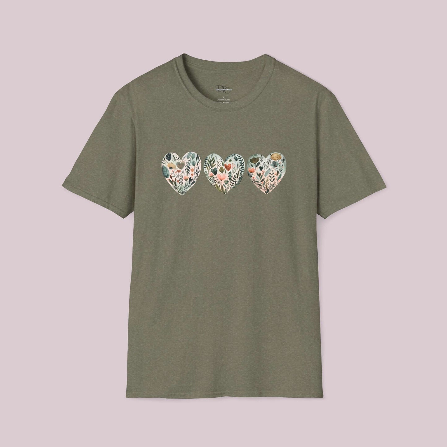 Boho Wildflower Hearts Graphic T-Shirt