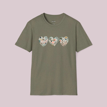 Boho Wildflower Hearts Graphic T-Shirt