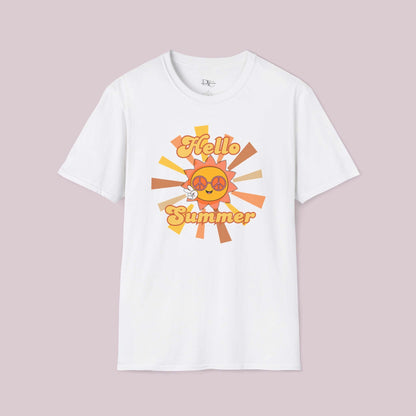 "Hello Summer" Retro Sun Graphic T-Shirt