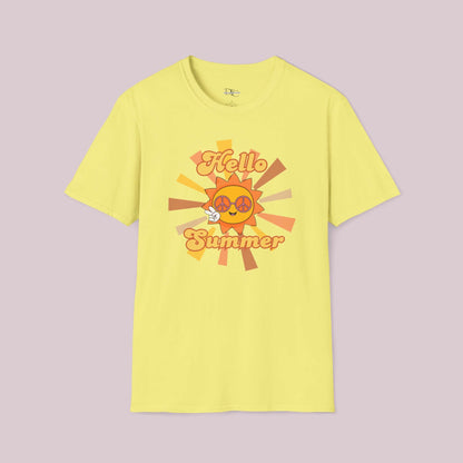 "Hello Summer" Retro Sun Graphic T-Shirt