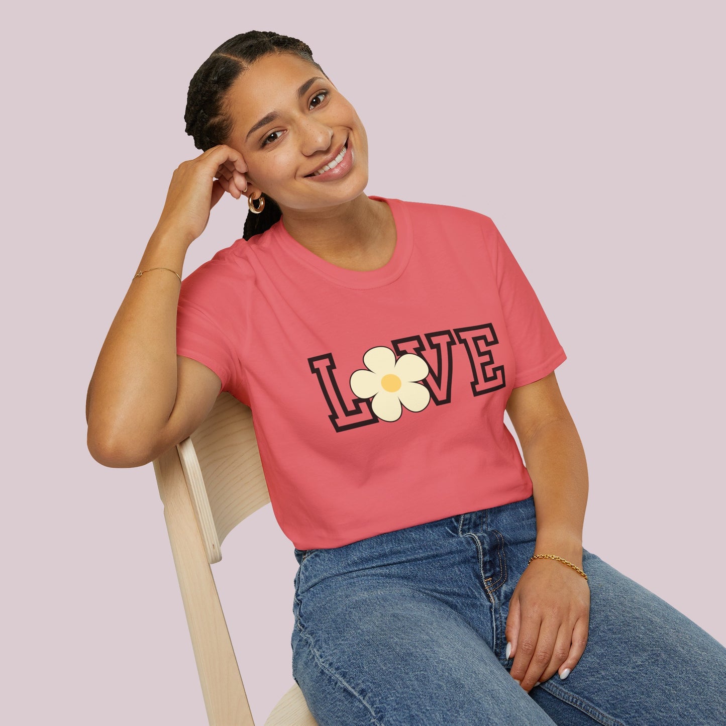 "Love" Flower Graphic T-shirt