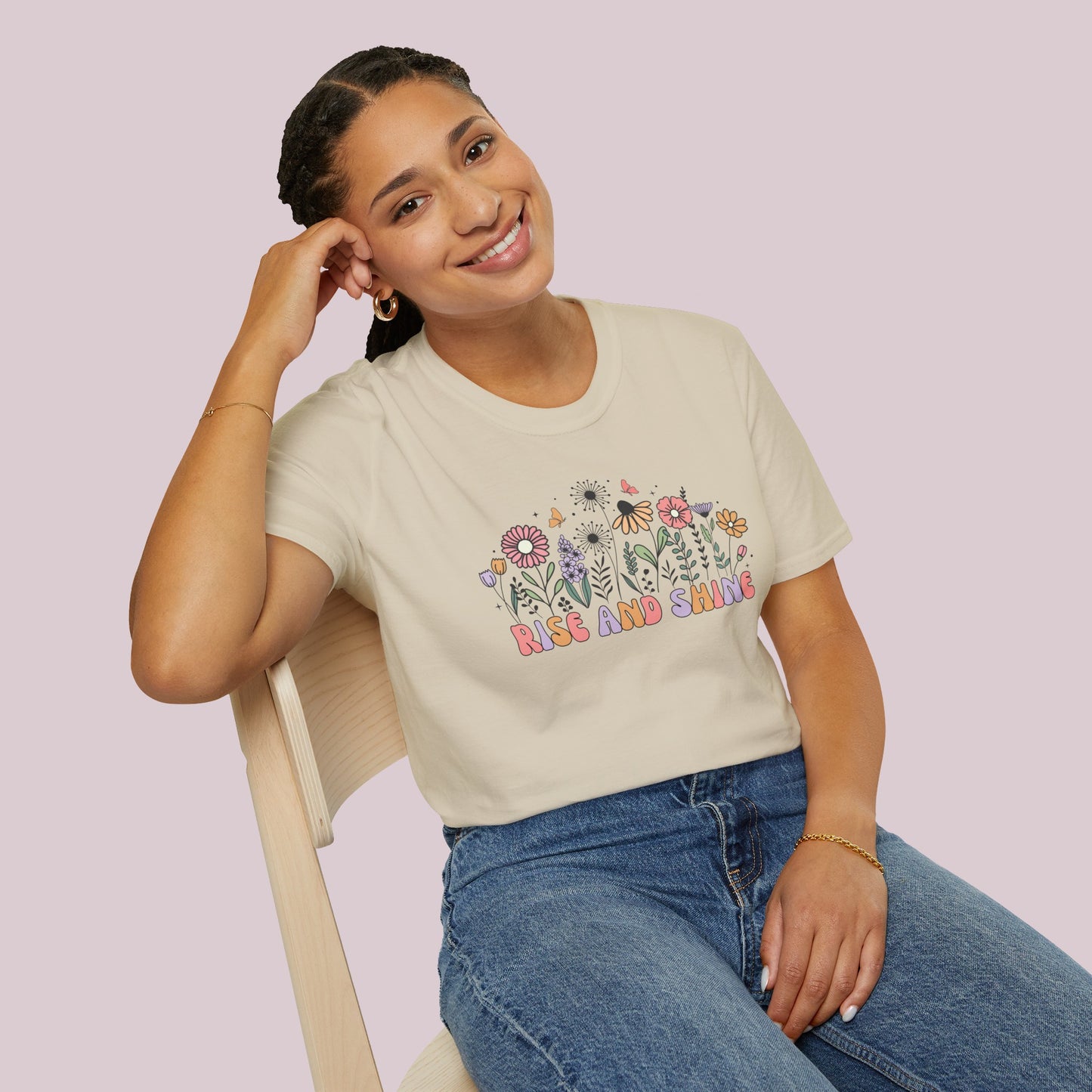 "Rise and Shine" Wildflowers Graphic T-Shirt