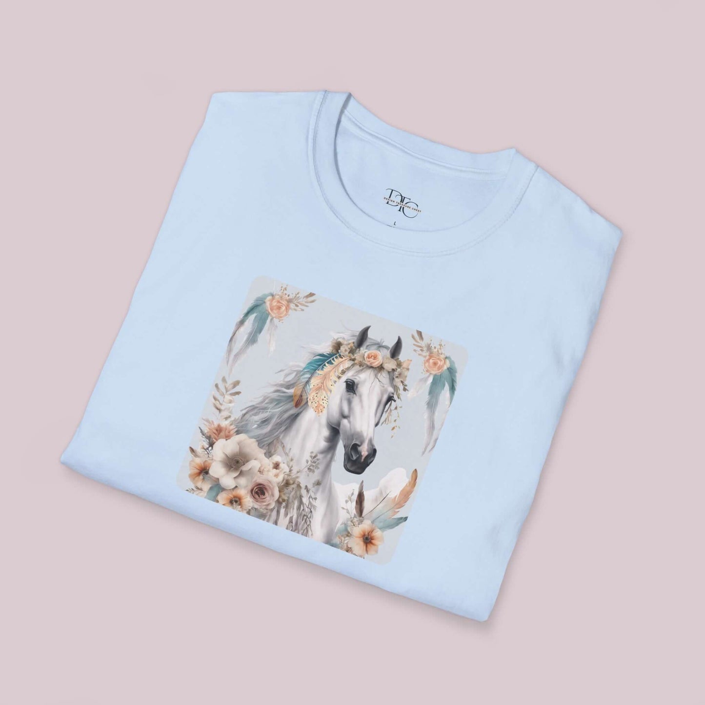 Boho White Horse Graphic T-Shirt