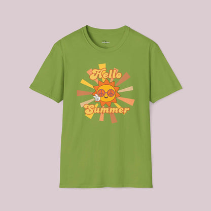 "Hello Summer" Retro Sun Graphic T-Shirt