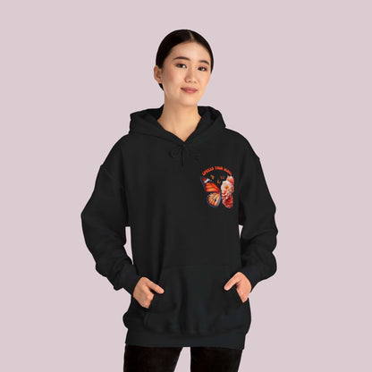 Woman wearing "Spread Your Wings" Butterfly and Flowers Hoodie, showcasing butterfly and flower design.