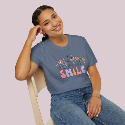 "Smile" Wildflowers Graphic T-Shirt