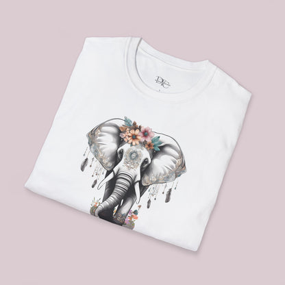 Boho White Elephant Graphic T-Shirt