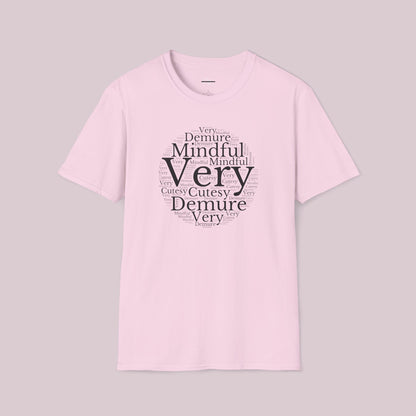 Very Demure Very Mindful Very Cutesy Words Cloud T-Shirt