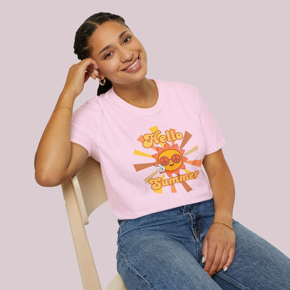 "Hello Summer" Retro Sun Graphic T-Shirt