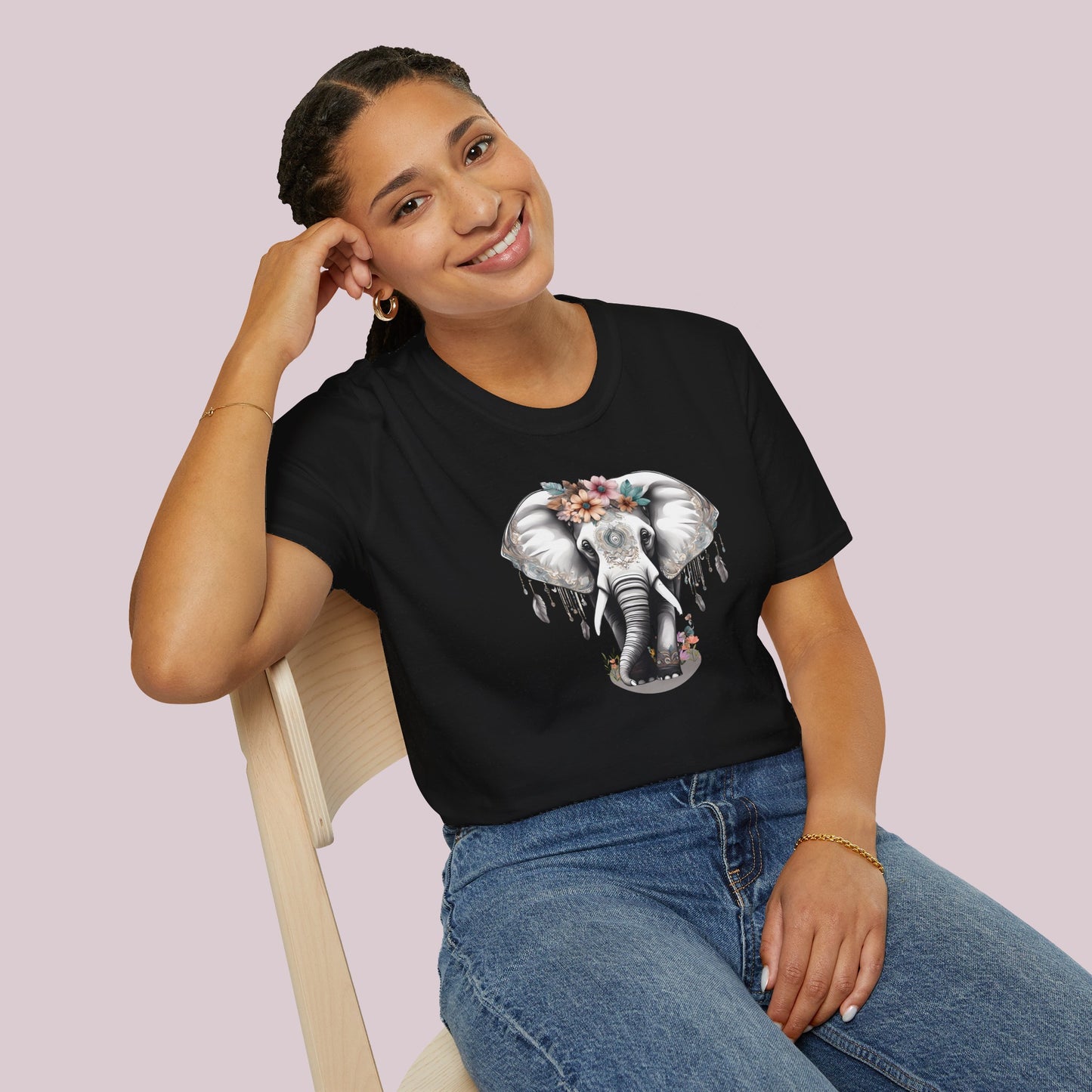 Boho White Elephant Graphic T-Shirt