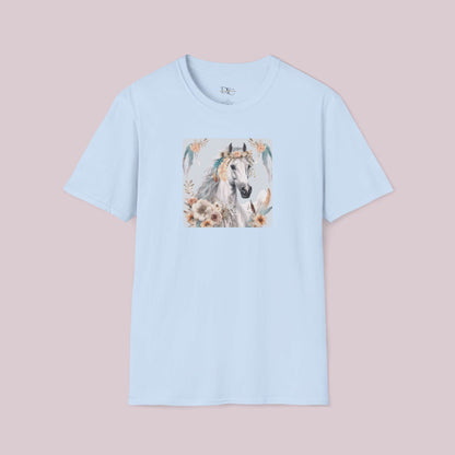 Boho White Horse Graphic T-Shirt