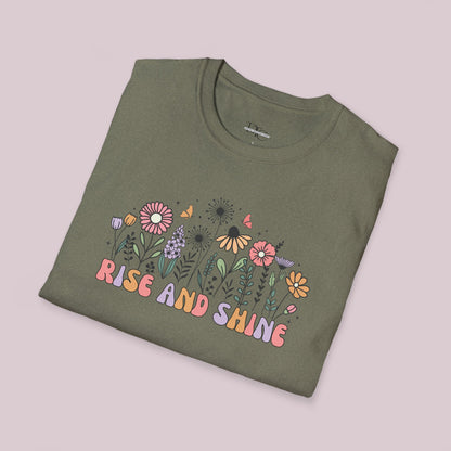 "Rise and Shine" Wildflowers Graphic T-Shirt