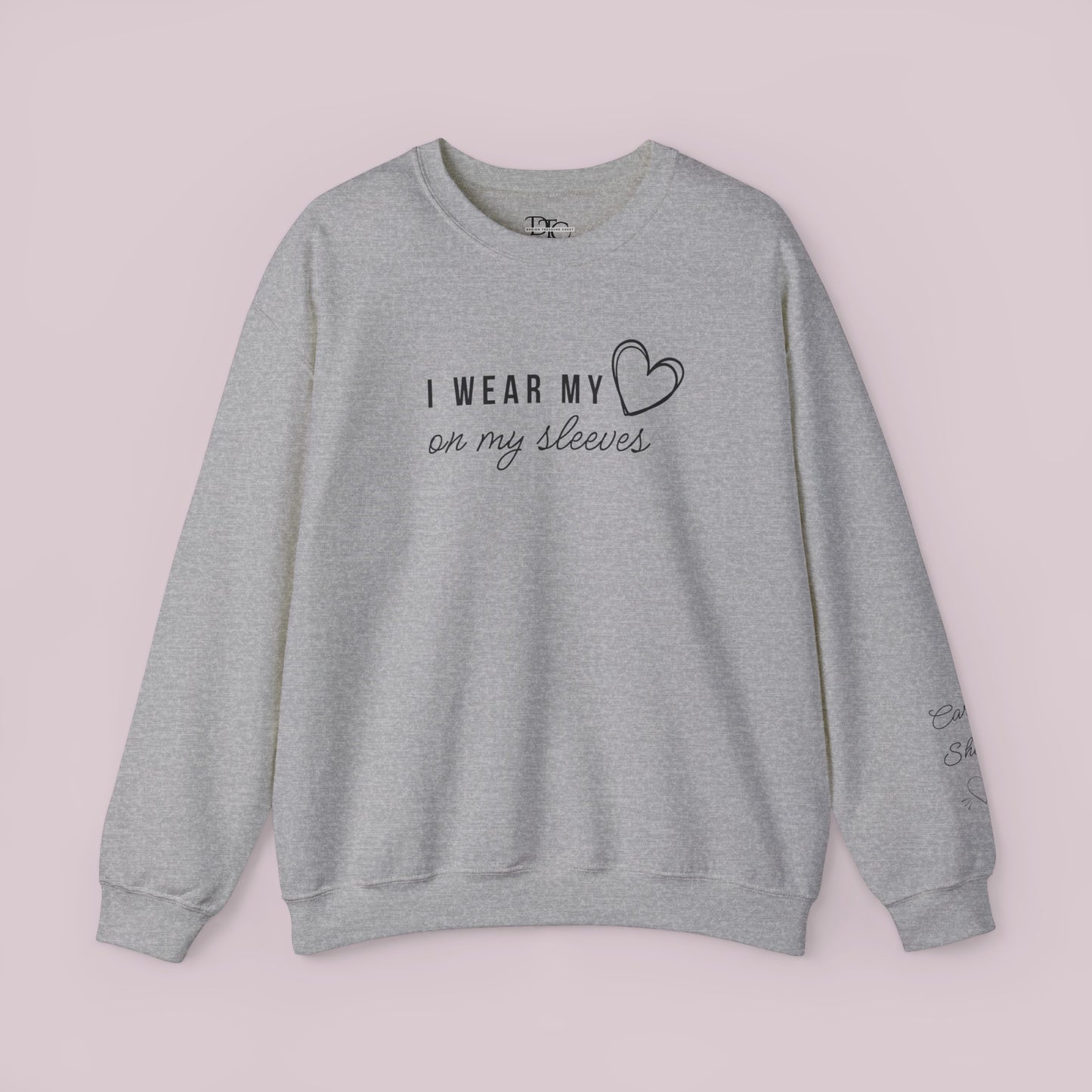 "I Wear my Heart on my Sleeves" Sweatshirt with Customized Kid Names