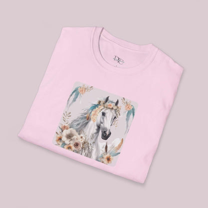 Boho White Horse Graphic T-Shirt