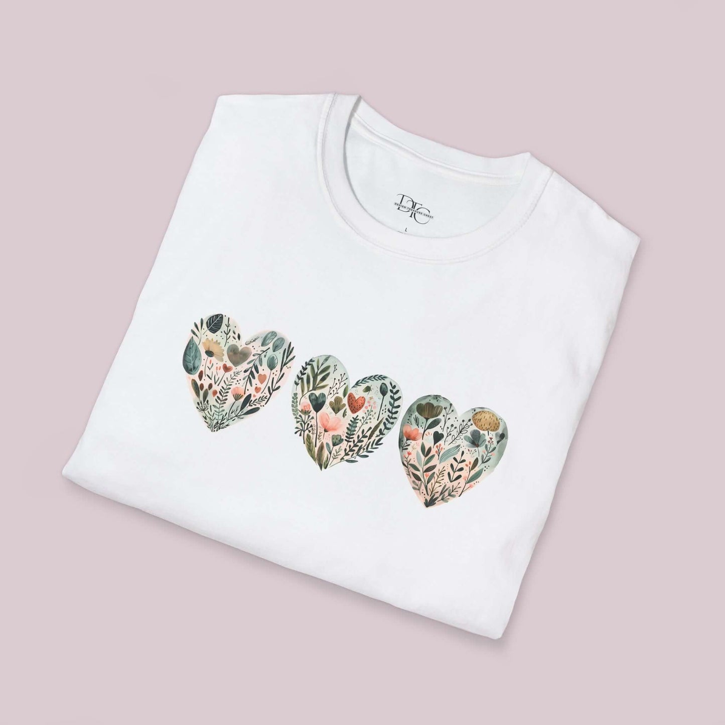 Boho Wildflower Hearts Graphic T-Shirt