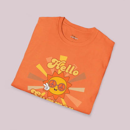 "Hello Summer" Retro Sun Graphic T-Shirt