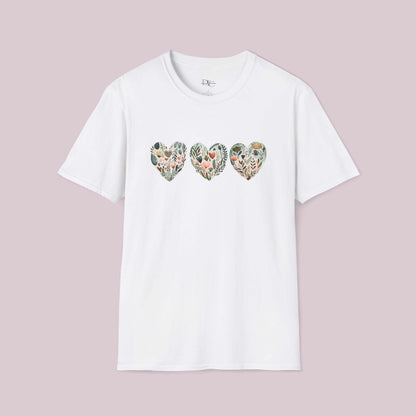 Boho Wildflower Hearts Graphic T-Shirt