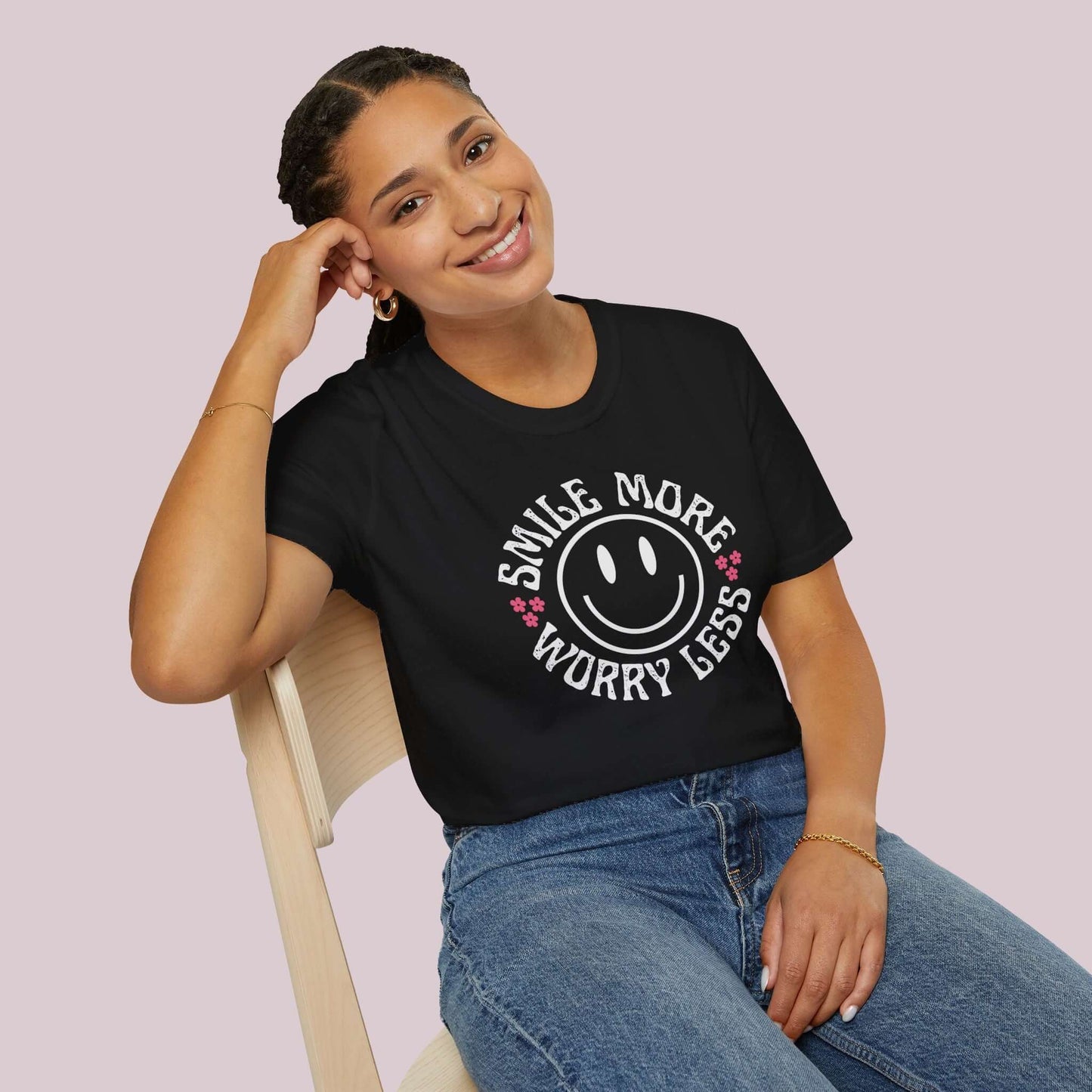 "Smile More Worry Less" Graphic T-Shirt