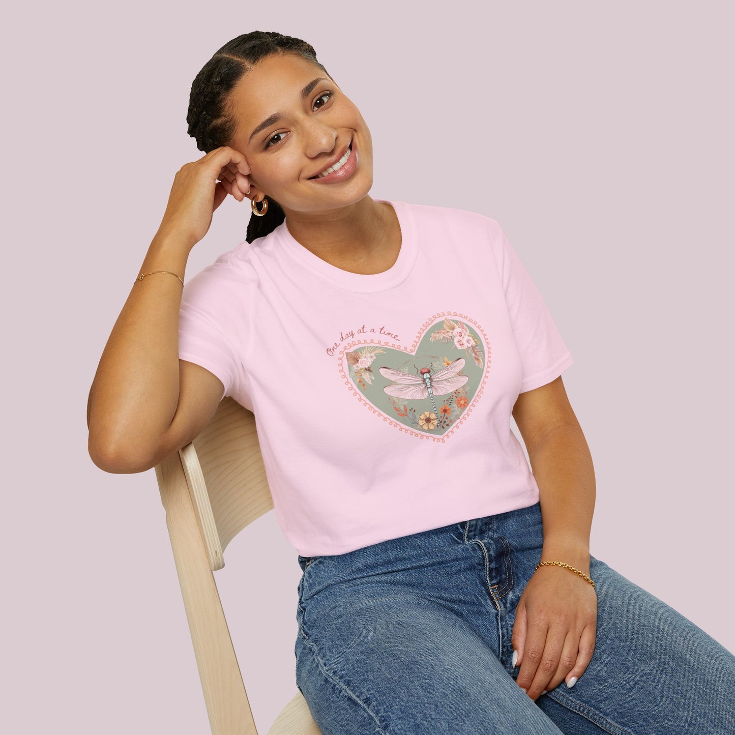 Boho Dragonfly "One day at a time" Graphic T-Shirt