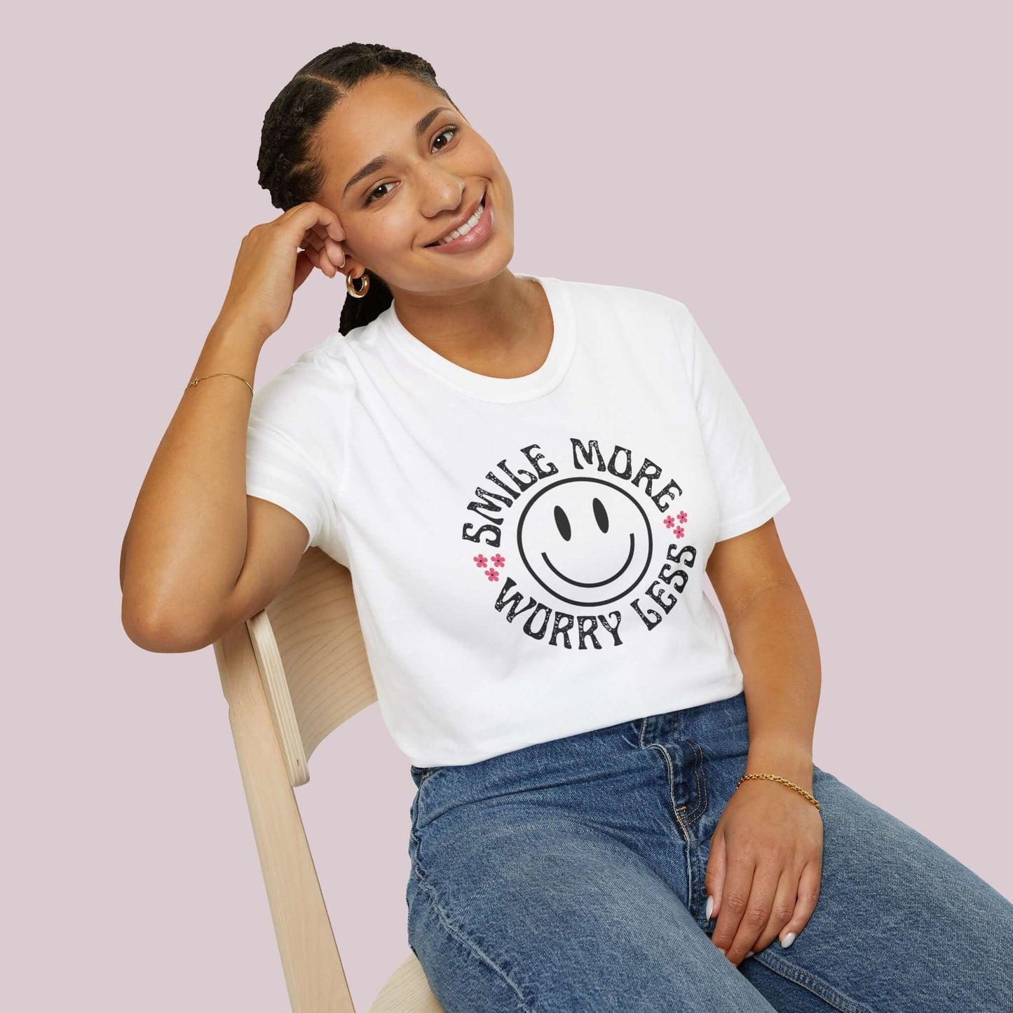 "Smile More Worry Less" Graphic T-Shirt