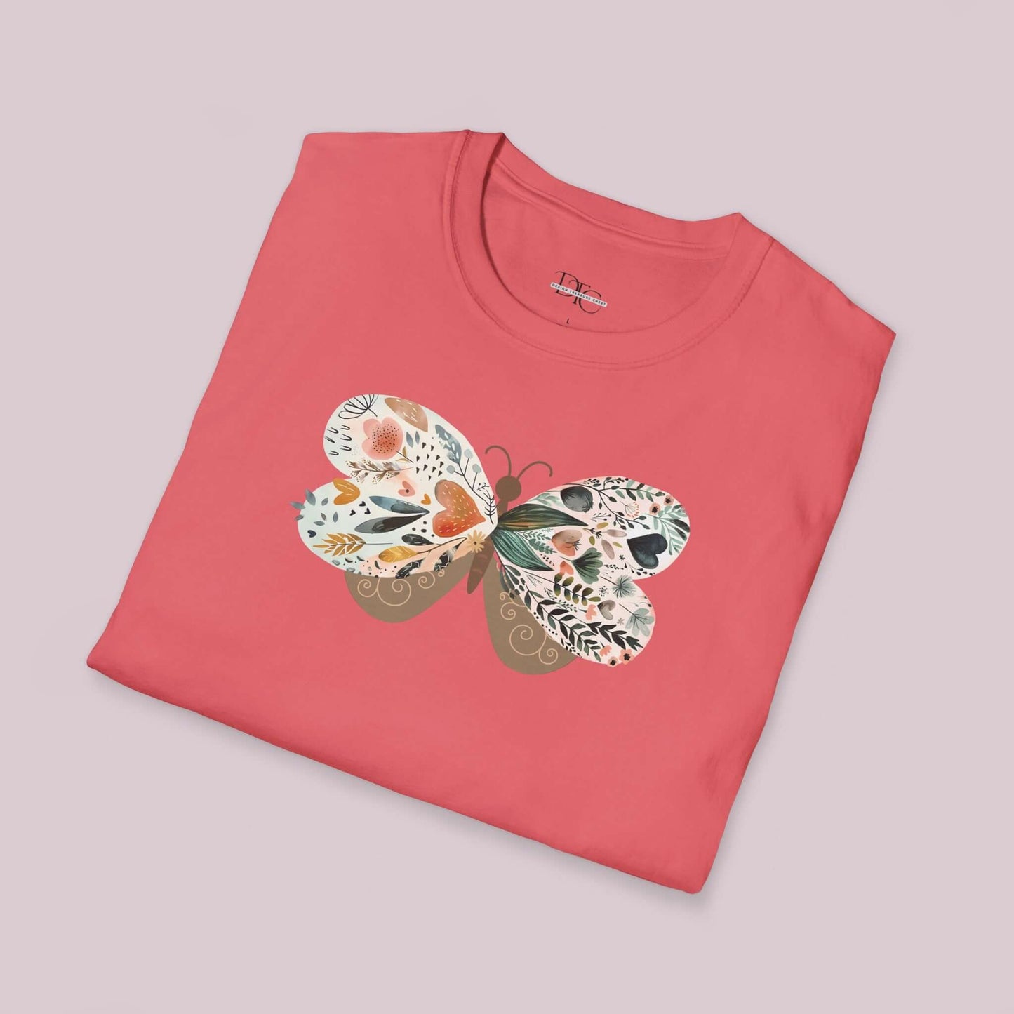 Boho Wildflower Butterfly Graphic T-Shirt