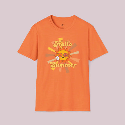 "Hello Summer" Retro Sun Graphic T-Shirt