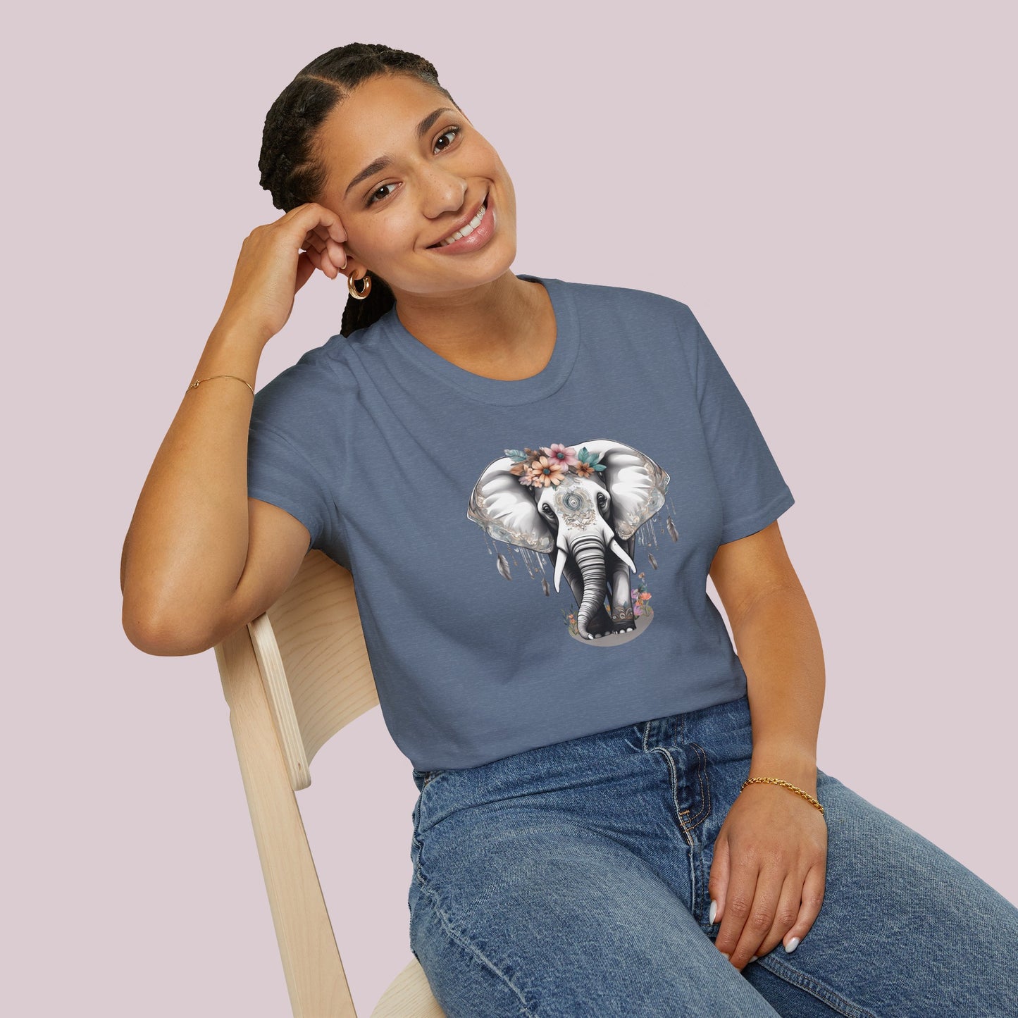 Boho White Elephant Graphic T-Shirt