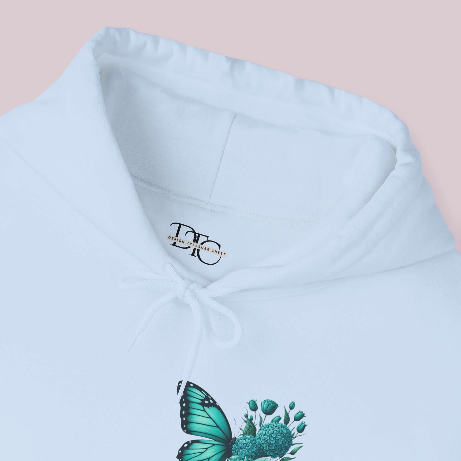 "Wings Of Hope" Butterfly and Flowers Hoodie in soft high-quality fabric with butterfly and floral print design.