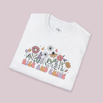 "Rise and Shine" Wildflowers Graphic T-Shirt