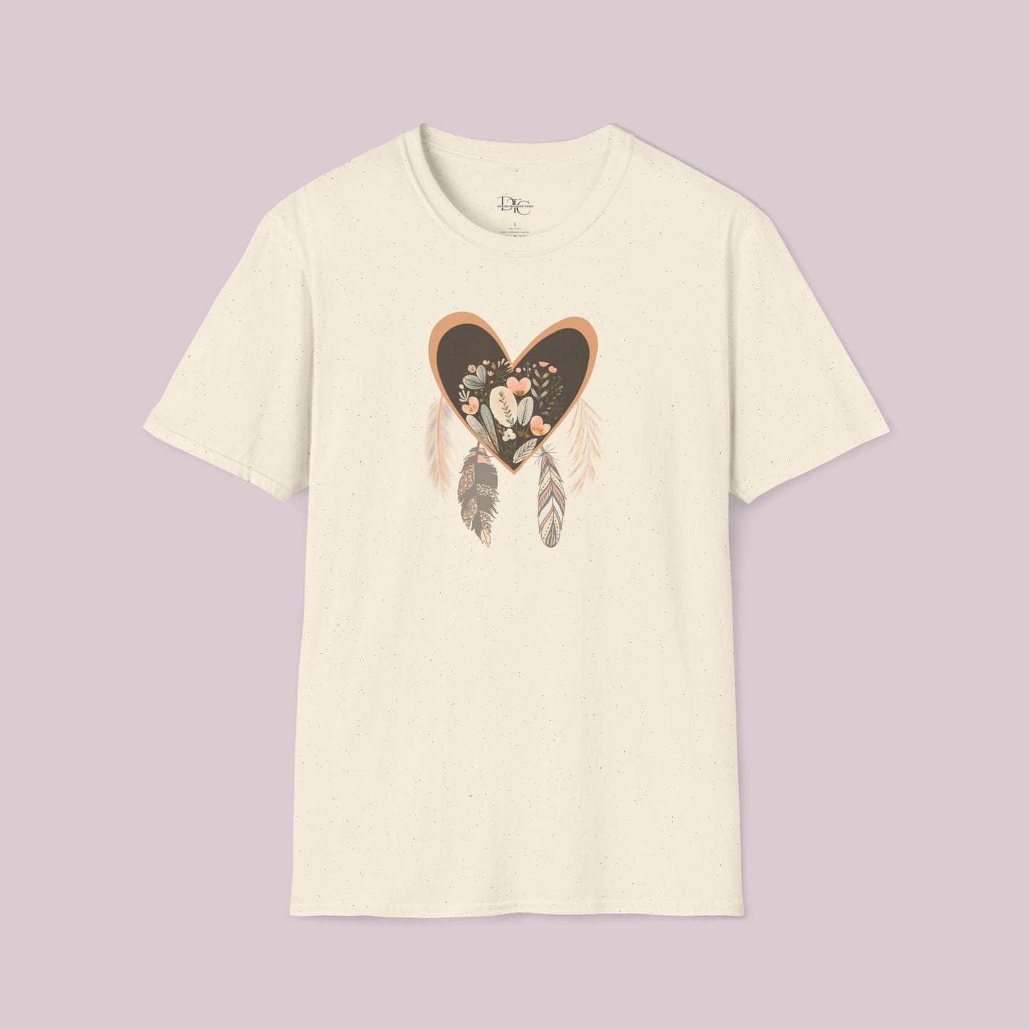 Boho Feathered Heart Graphic T-Shirt