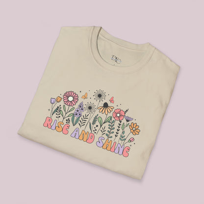 "Rise and Shine" Wildflowers Graphic T-Shirt