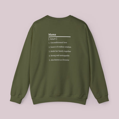 Sudadera Mama personalizada con definición de nombre personalizada en la parte posterior