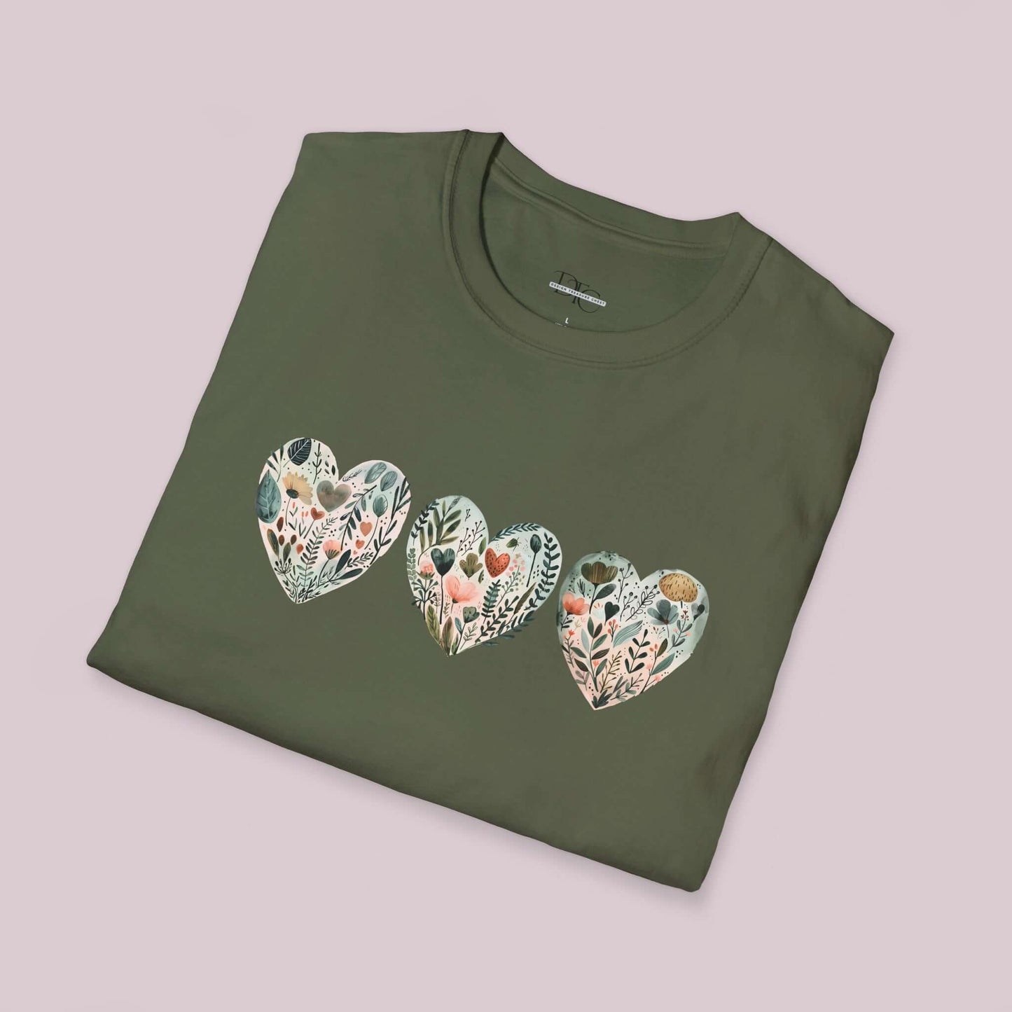 Boho Wildflower Hearts Graphic T-Shirt