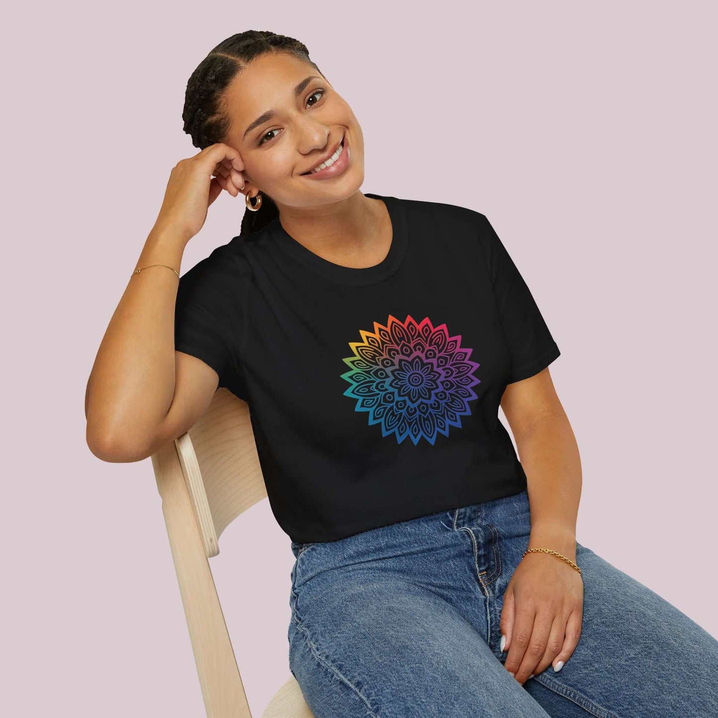 Colorful Gradient Mandala Graphic T-Shirt