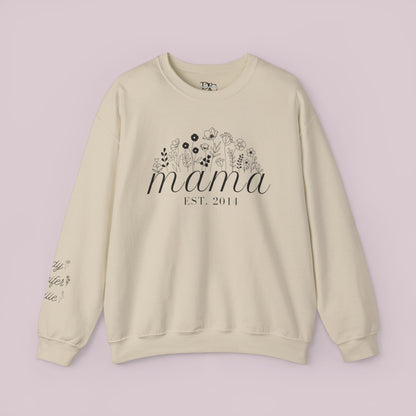 Customized MAMA Birth Flower Sweatshirt with Kids Name