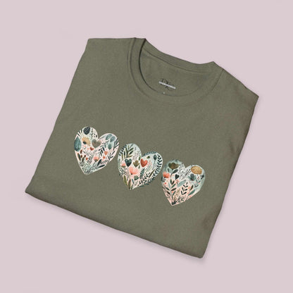 Boho Wildflower Hearts Graphic T-Shirt