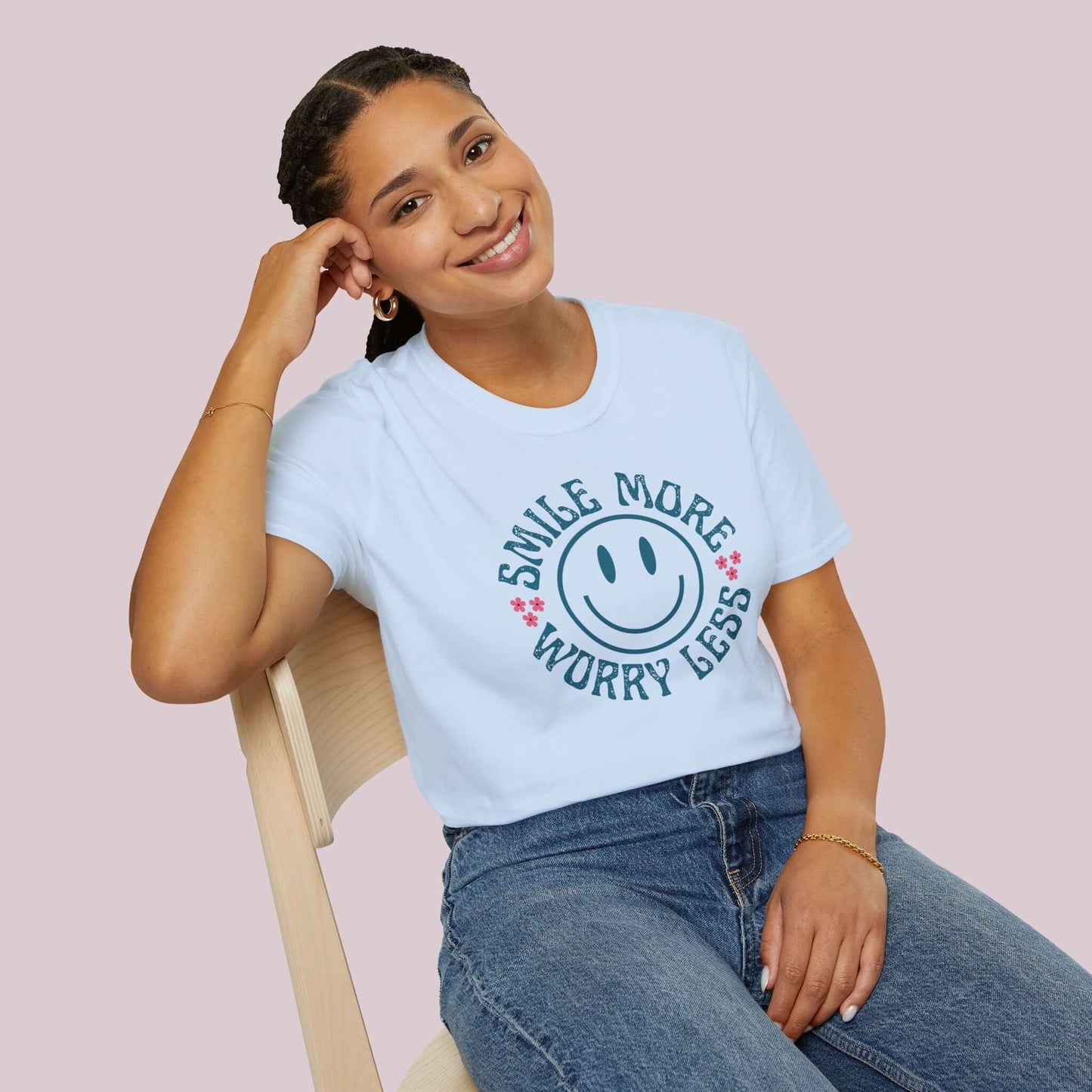 "Smile More Worry Less" Graphic T-Shirt