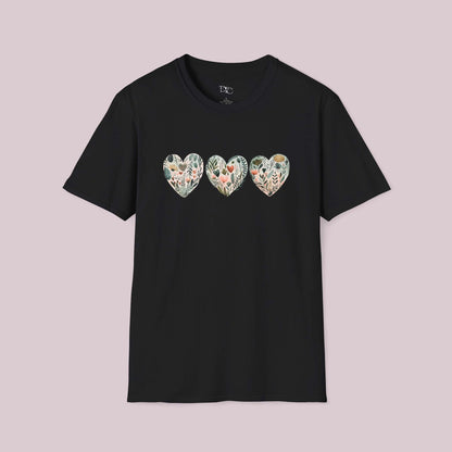 Boho Wildflower Hearts Graphic T-Shirt