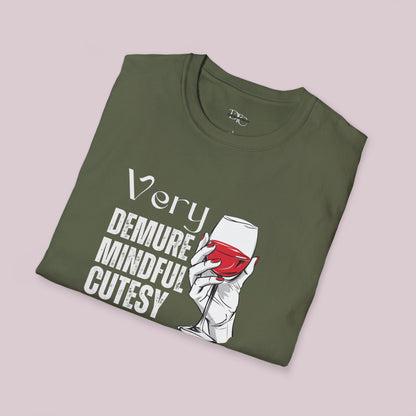 Very Demure Very Mindful Very Cutesy Wine Glass T-Shirt