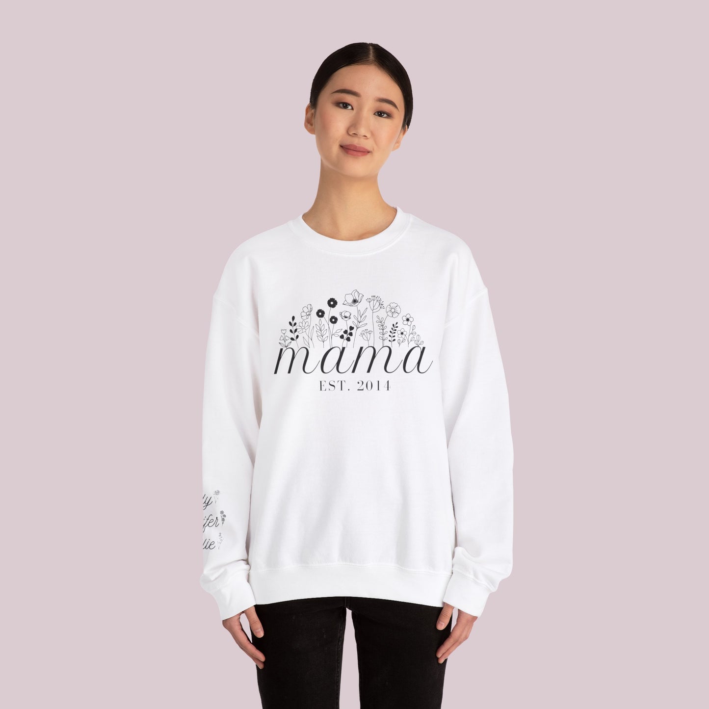 Customized MAMA Birth Flower Sweatshirt with Kids Name