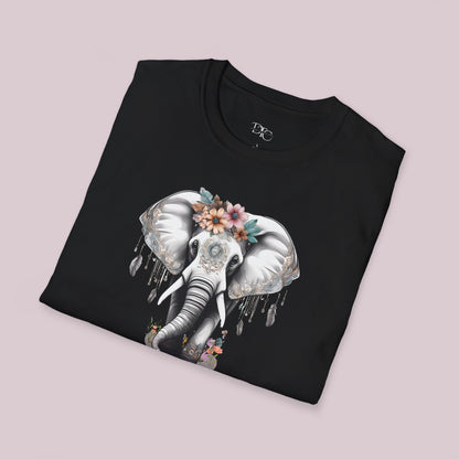 Boho White Elephant Graphic T-Shirt