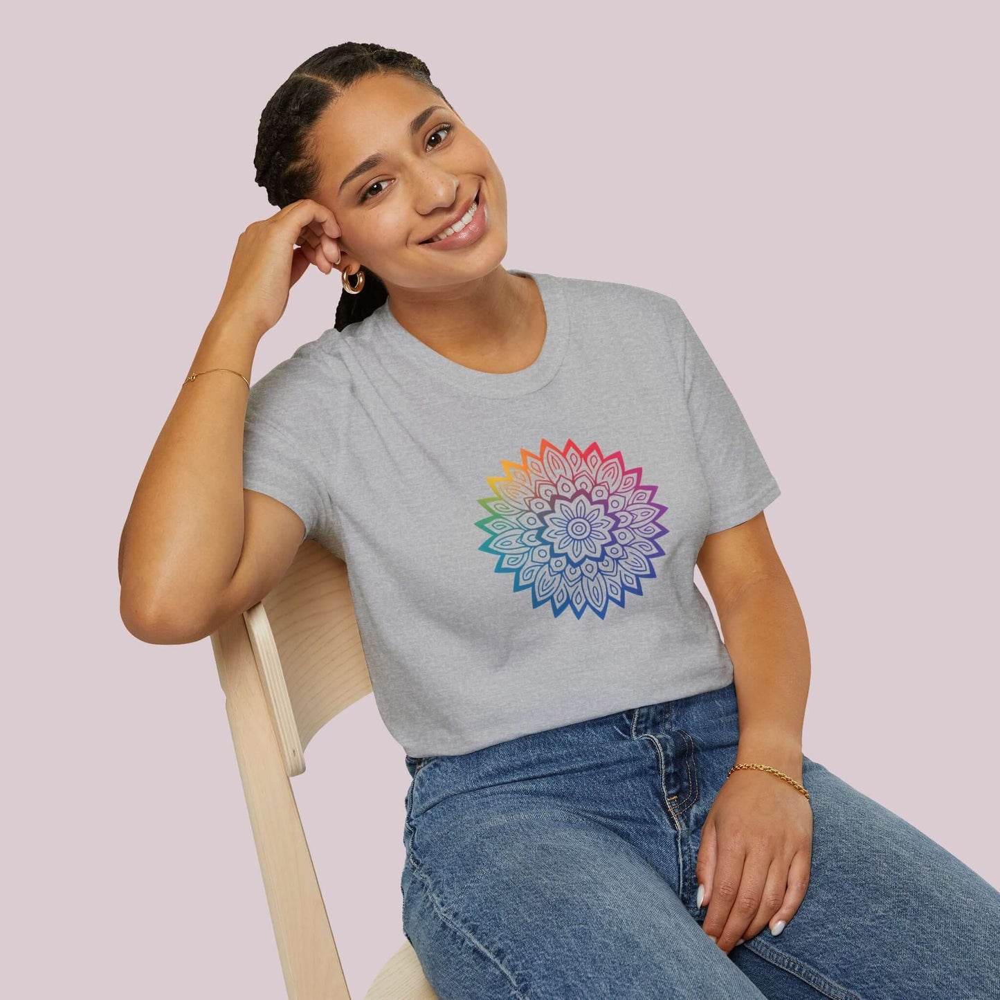 Colorful Gradient Mandala Graphic T-Shirt