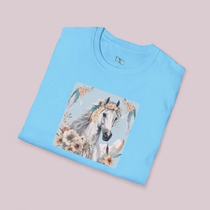 Boho White Horse Graphic T-Shirt