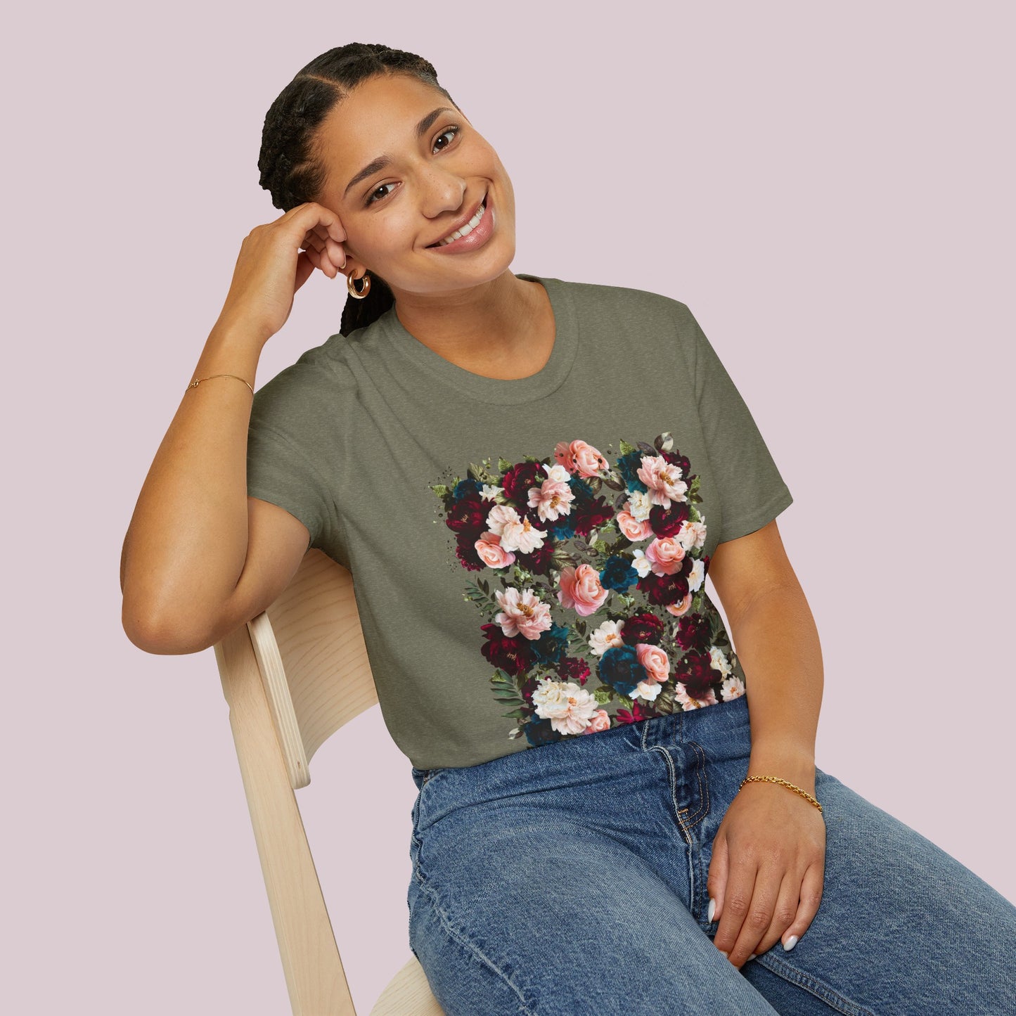 Boho Raspberry Flowers Graphic T-Shirt